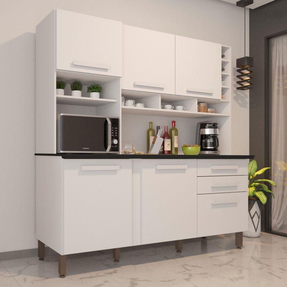 Cozinha Alexia 6 Portas 2 Gavetas Branco Neve