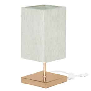 Abajur Eros Quad Linho Claro Quadrada New Cobre