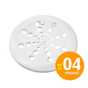 Grelha Redonda Abre E Fecha Inox p/ Banheiro 15cm Kit 04 un