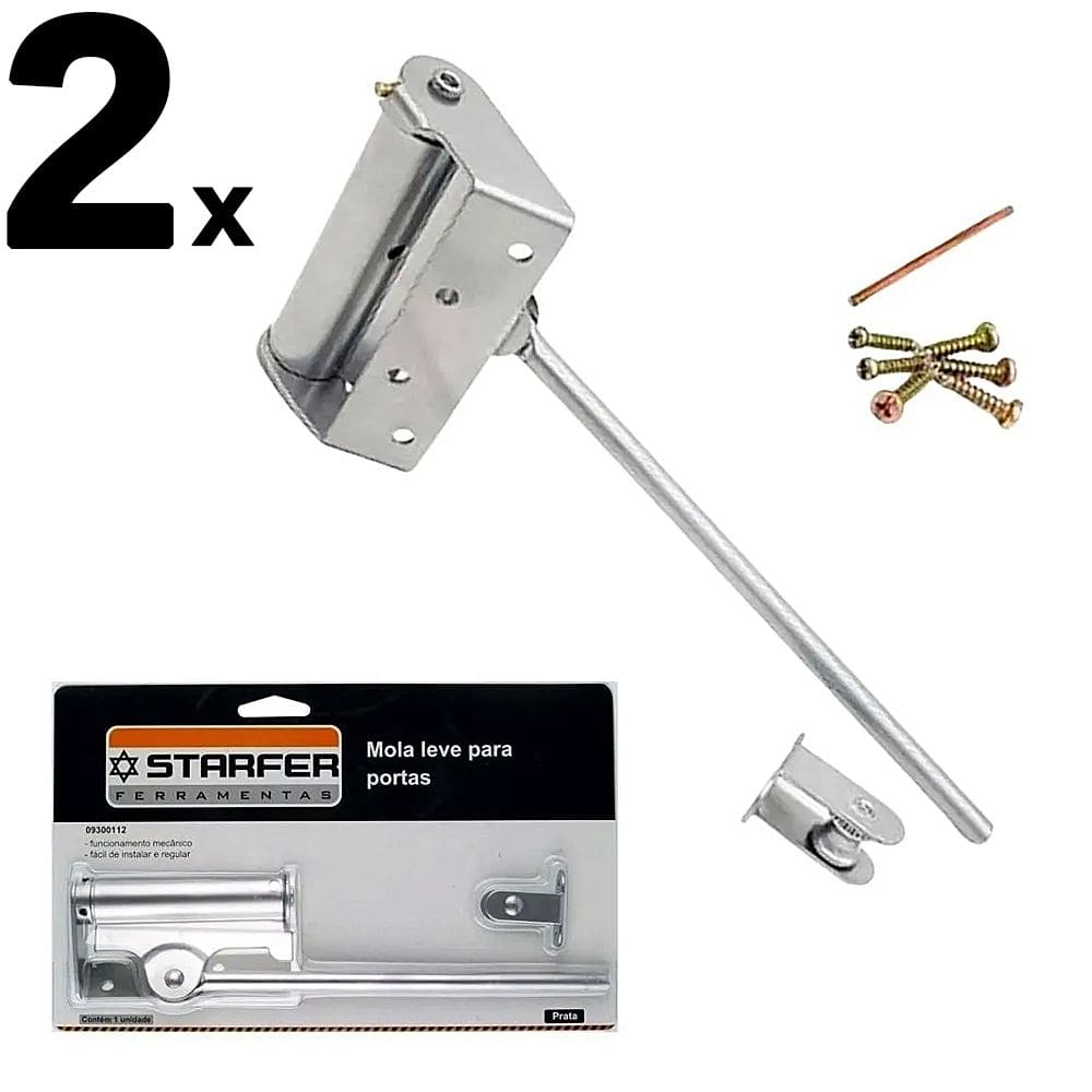 Kit 2 Mola Aérea Prata Fechamento Automatico Porta Leve - Starfer