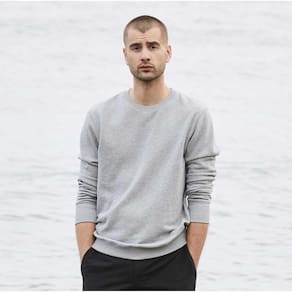 Blusa Moletom Cinza Flanelada Unissex Gola Careca Sem Capuz