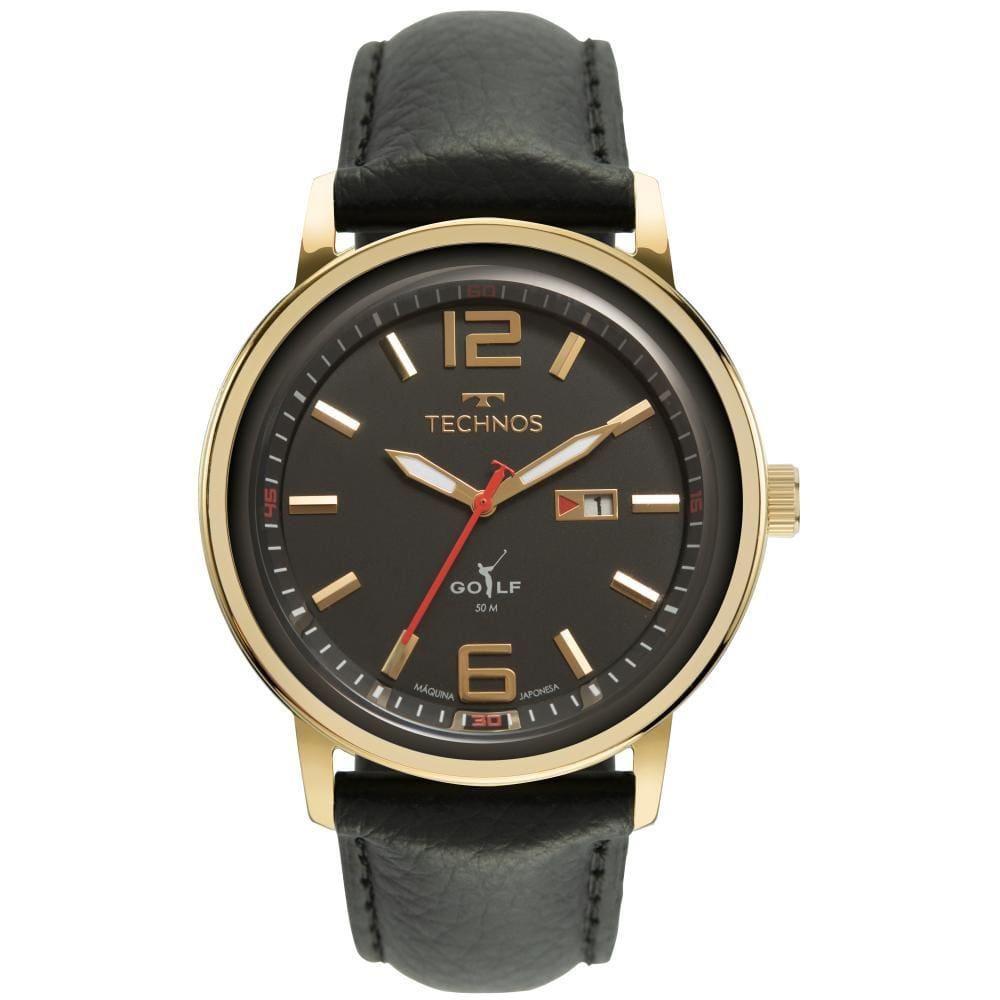 Relógio Masculino Technos Golf 2115MXY/1P 46mm Couro Preto