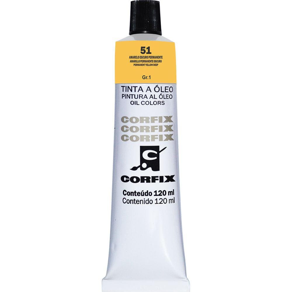 Tinta Óleo Corfix 120ml Cor Amarelo Escuro Permanente 51