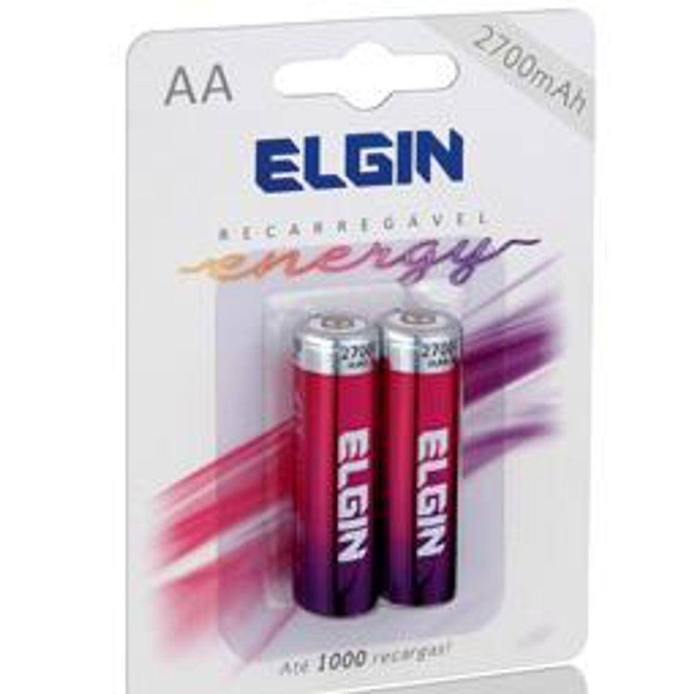 Pilha Recarregável Ni-MH AA2700mAh, Blister Com 2 Unidades, Elgin - 82174
