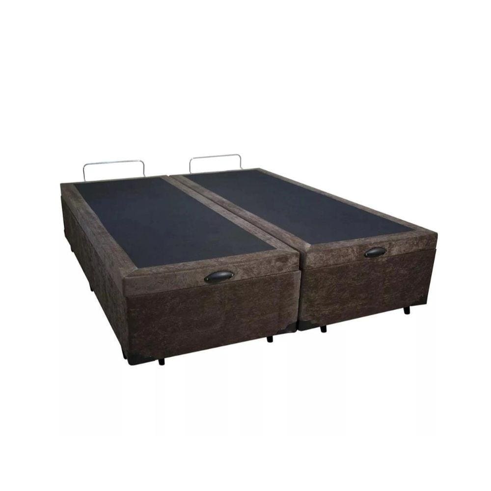 Cama Box Baú Queen Bipartido 158 Bello Box - Suede Marrom