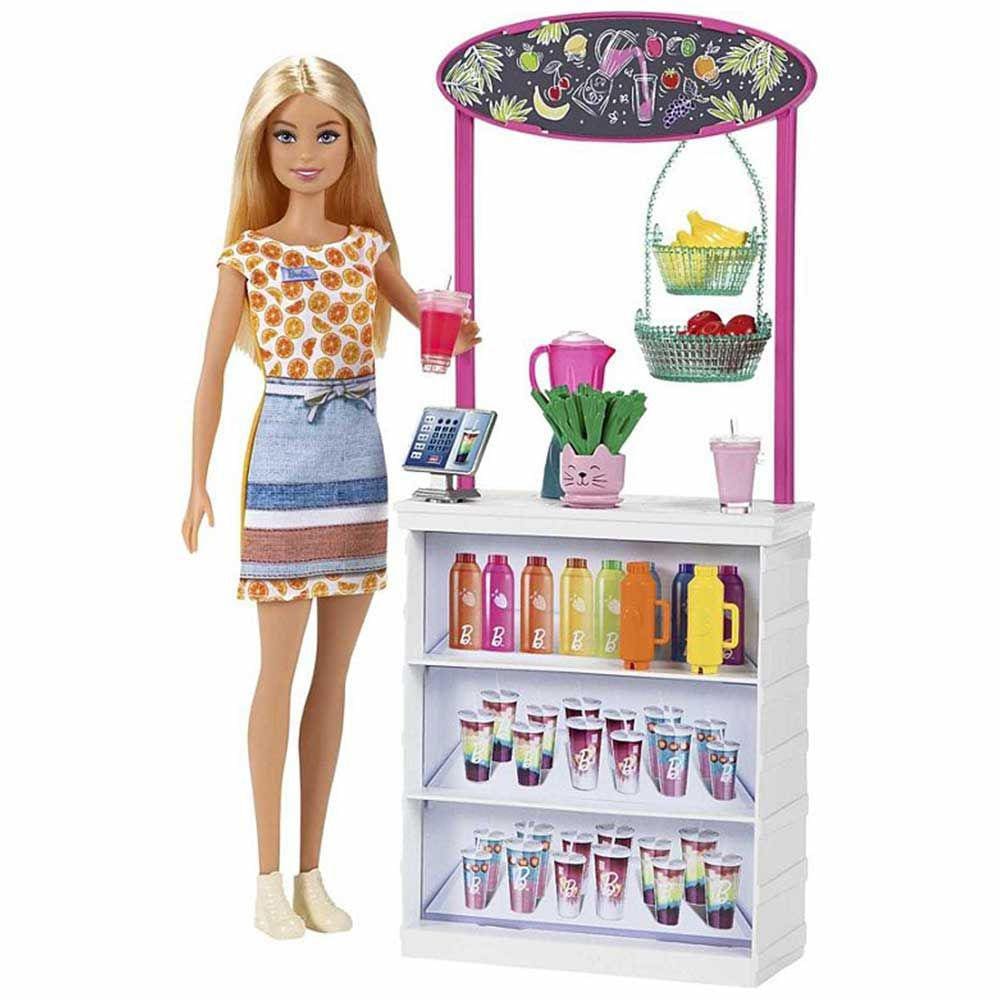Conjunto e Boneca - Barbie Profissões - Bar de Vitaminas - Loira - Mattel