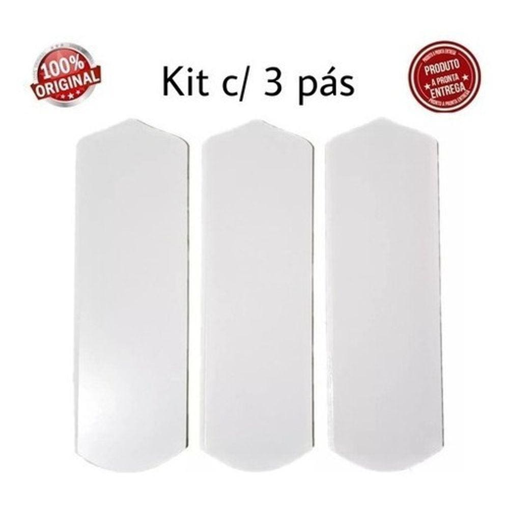 Helice Pá Ventilador Teto Madeira Branca Kit 3un S/furos