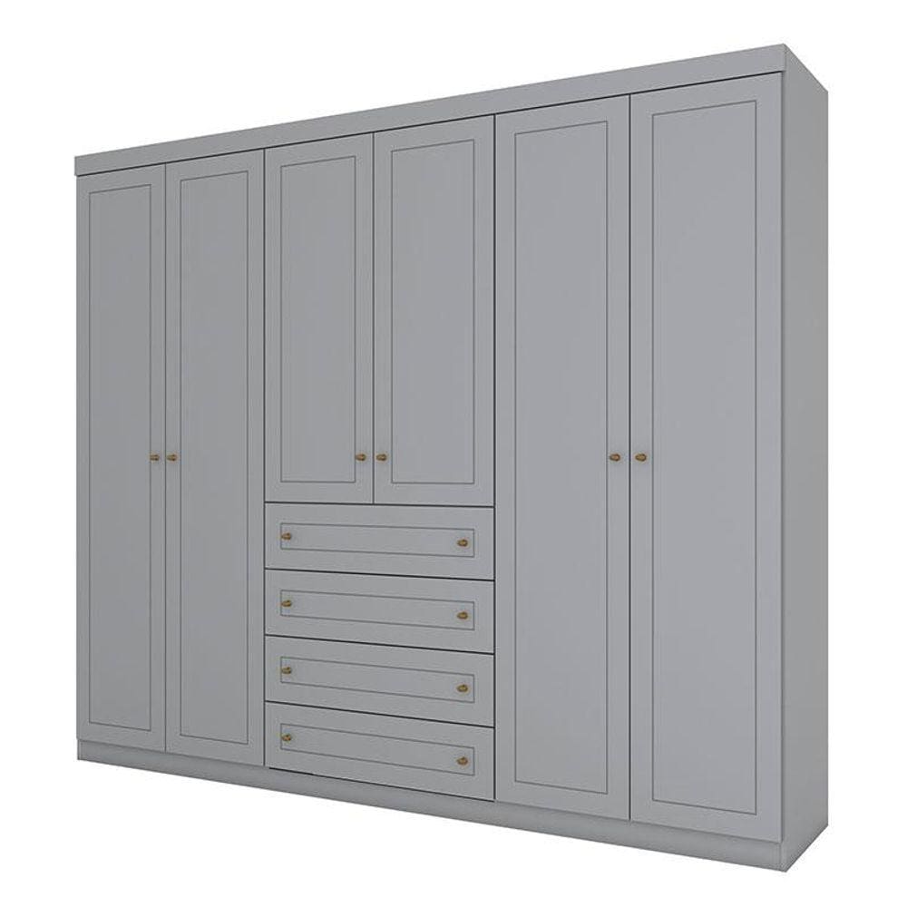 Guarda Roupa Casal Americano 6 Portas Cinza - Henn