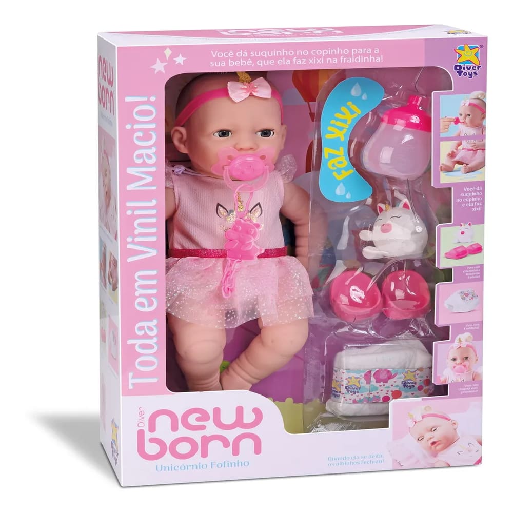 Boneca Diver New Born - Unicórnio Fofinho