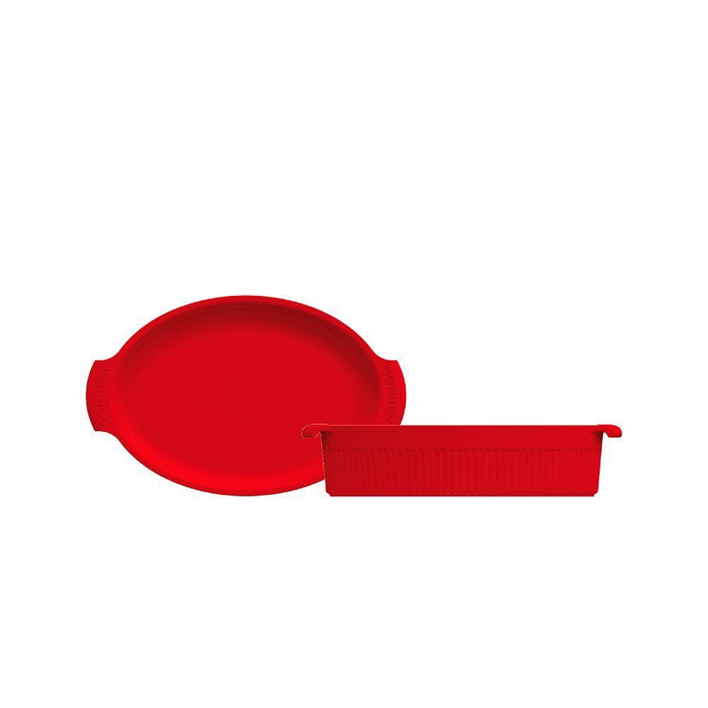 Forma Oval G de Porcelana Vermelho Assar e Servir Germer