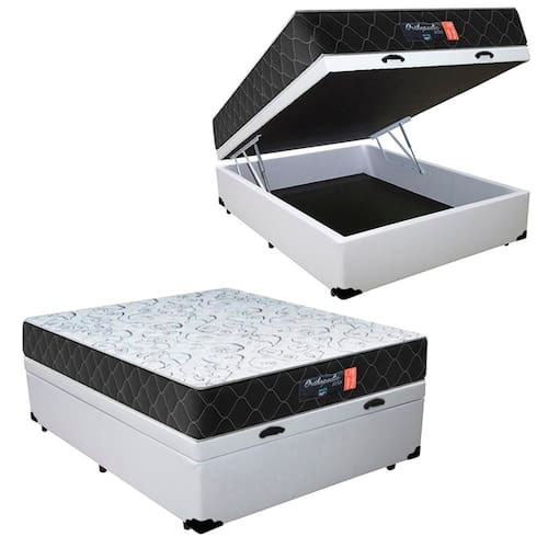 imagem-Cama Box Baú Casal + Colchão Espuma D33 Semi Ortopédico Extra Firme Comfort Prime 72x138x188 Branco