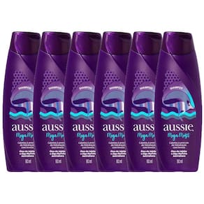 Kit com 6 Shampoos Aussie Mega Moist Super Hidratação 180ml