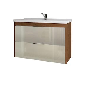Gabinete de banheiro lavanda 1 pt 1 gv amêndoa e off white 79 cm