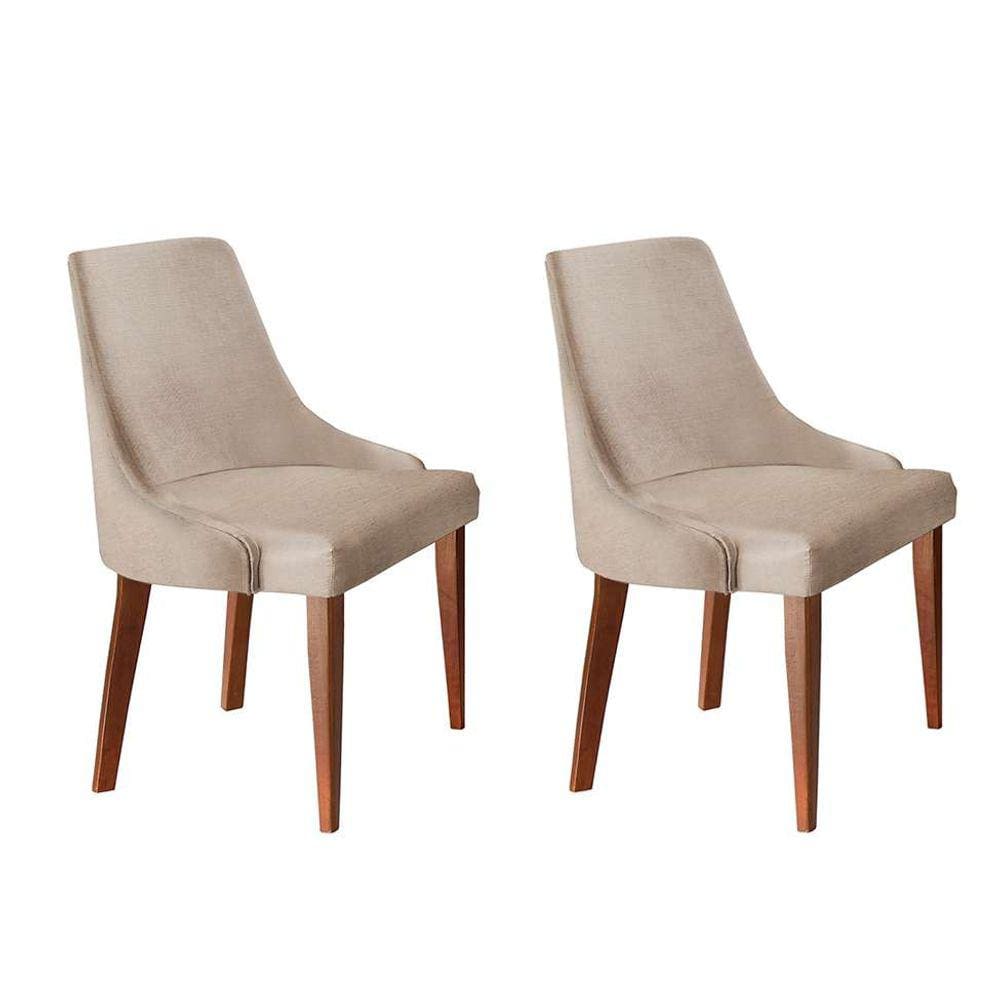 Conjunto com 2 cadeiras de jantar esmeralda i imbuia e off white