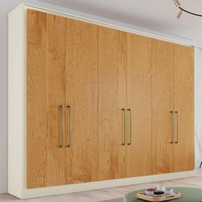 Guarda-roupa Casal Argos 6 Portas 6 Gavetas 100% Mdf Off White/peroba - Mademarques