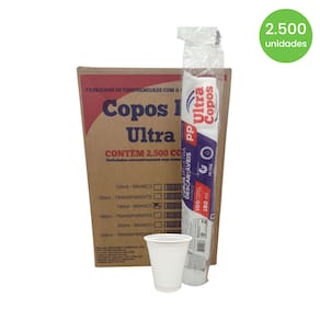 Copo de 180ml Branco PP Ultra Copos Replast com 2.500 unidades