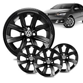 Jogo 4 Calota Vw Volkswagwn Gol G7 Aro 14 Preta Brilhante