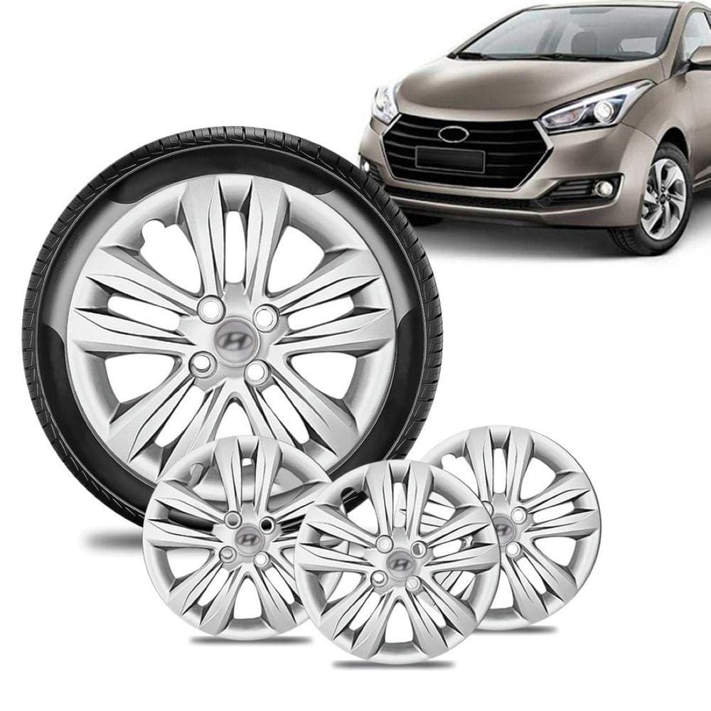 Jogo 4 Calota Hyundai HB20 Aro 15 Prata Escolha o Carro