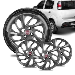 Jogo 4 Calota Fiat Uno Attracti Aro 14 Grafi Brilha Emb Verm