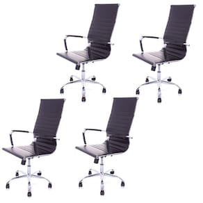 Kit 4 Cadeiras Presidente Charles Eames Esteirinha Couro Pu 11P