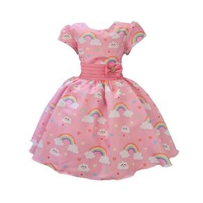 Vestido Infantil Chuva De Benção Nuvem Rosa Aniversário Luxo
