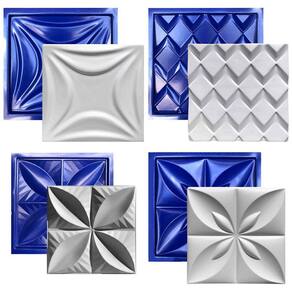Conjunto 4 Formas 3d Gesso E Cimento Abs Azul