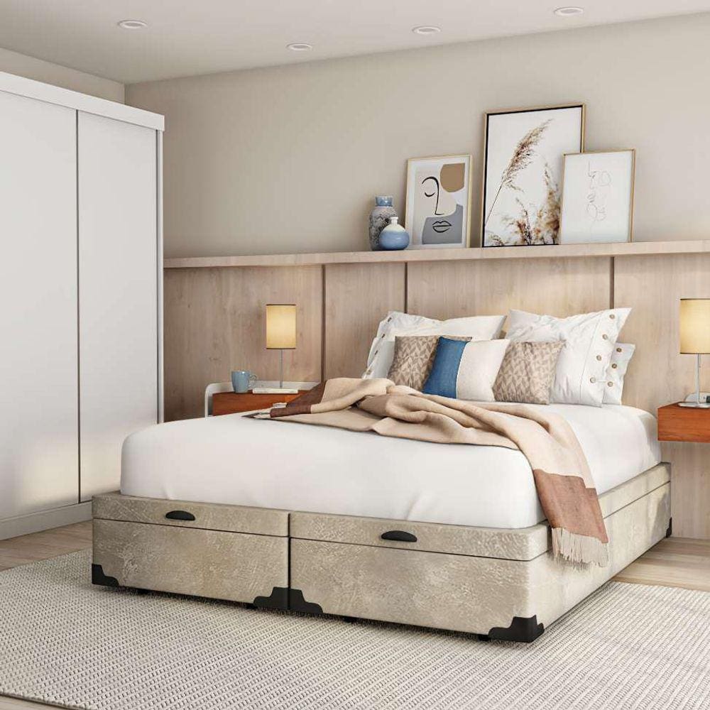 base para cama box queen madden com baú suede (45x158x198) bege