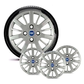 Jogo 4 Calota Carros Fiat Todos Aro 14 Prata Emblema Azul