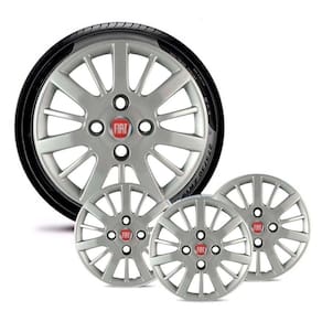 Jogo 4 Calota Carros Fiat Todos Aro 14 Grafite B Emb Vermelh
