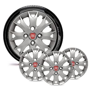Jogo 4 Calota Carros Fiat Todos Aro 13 Prata Emb Vermelho