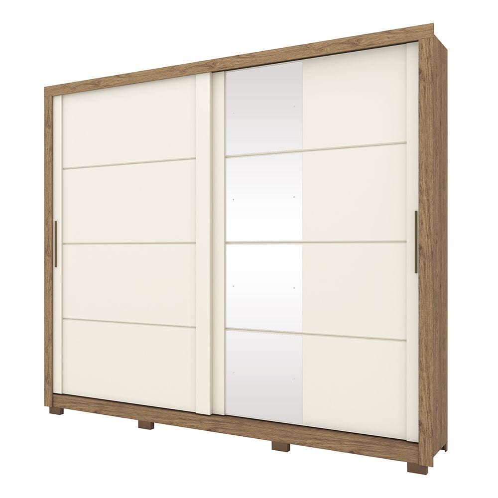 Roupeiro Casal Palace D237 Rústico Off White Com Espelho Henn