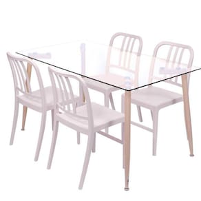 Conjunto Mesa Tampo em Vidro com 4 Cadeiras Navy Espresso Móveis Cinza