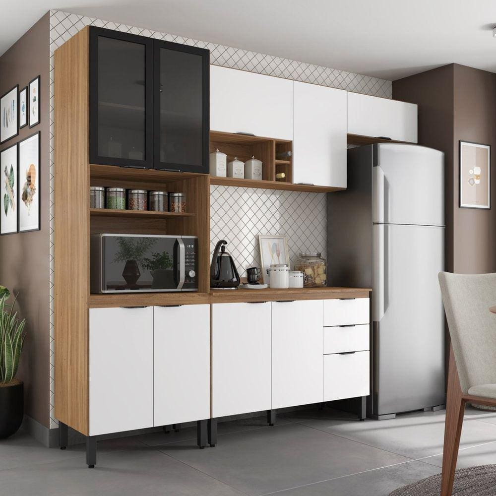 Cozinha Completa Firenze 04 Peças 10 Portas e 02 Gavetas Demóbile Amendola Touch/Branco