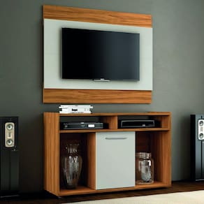 Conjunto Painel com Estante para TV até 43 Polegadas Show Notável Móveis Freijó Trend/Off White