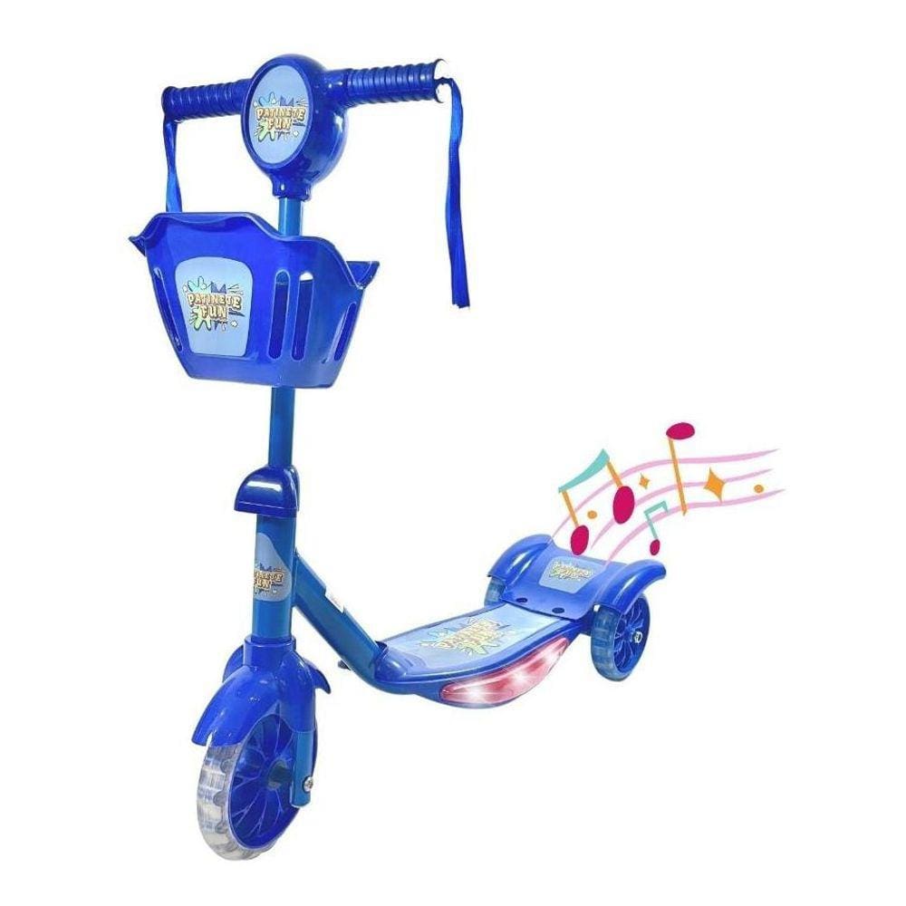 Patinete Musical 3 Rodas Com Cesta E Luzes