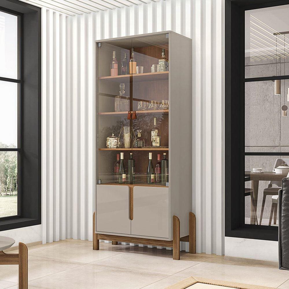 Cristaleira Lizz Casa D Off White/Cedro
