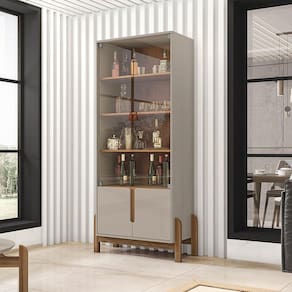 Cristaleira Lizz Casa D Off White/Cedro