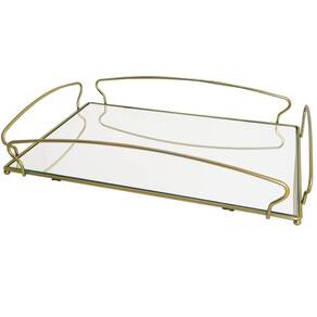 Bandeja Decorativa Espelhada 44,5x26,5cm Bandeja Dourada Retangular Duler