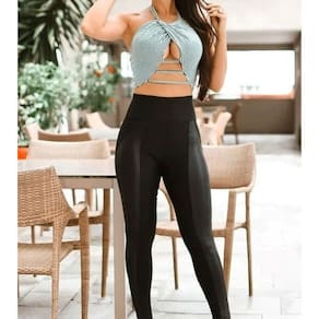 Calça Montaria Preta Feminina Flanelada Legging Forrada