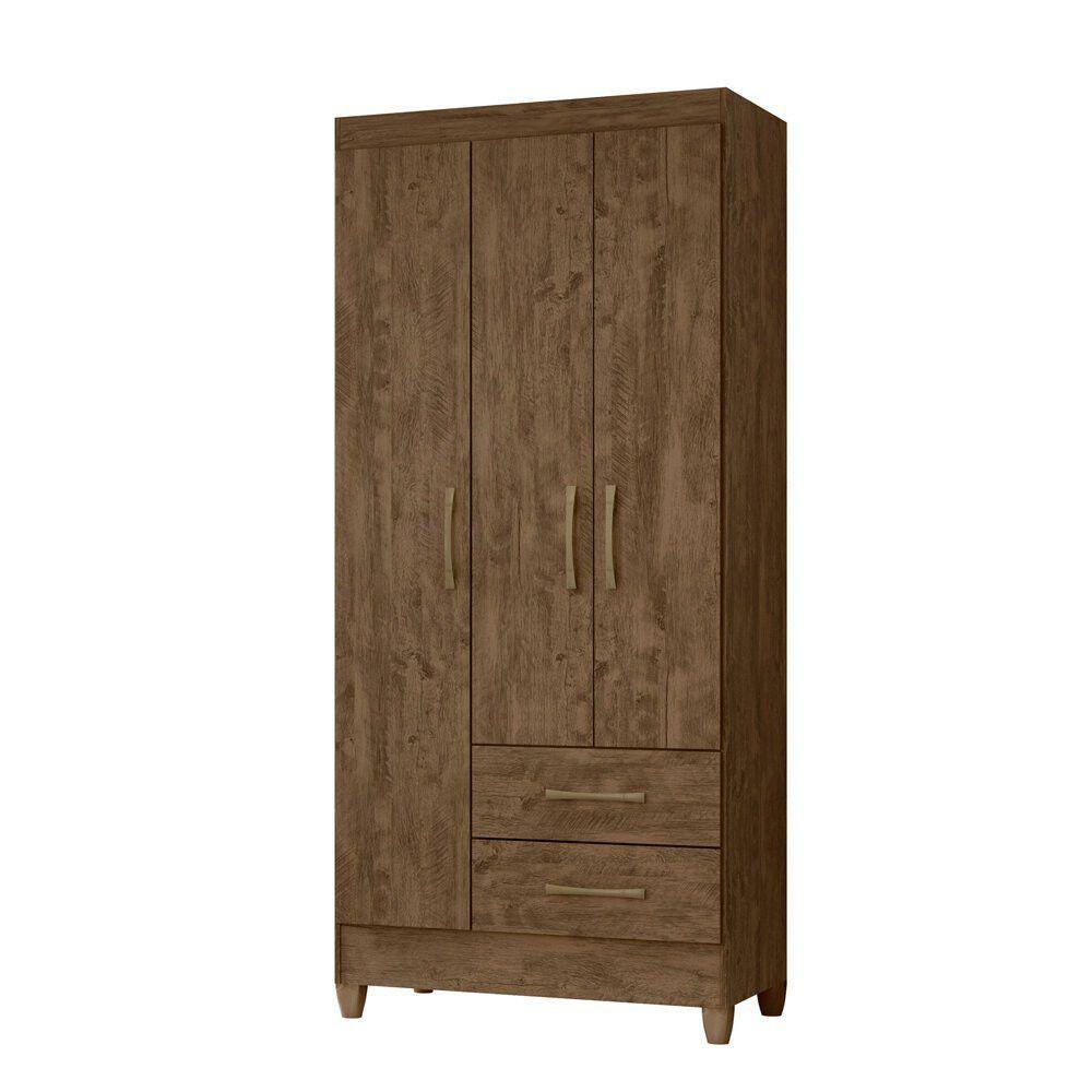 Guarda Roupa Roupeiro Lima 3 Portas 2 Gavetas e 4 Prateleiras Moval