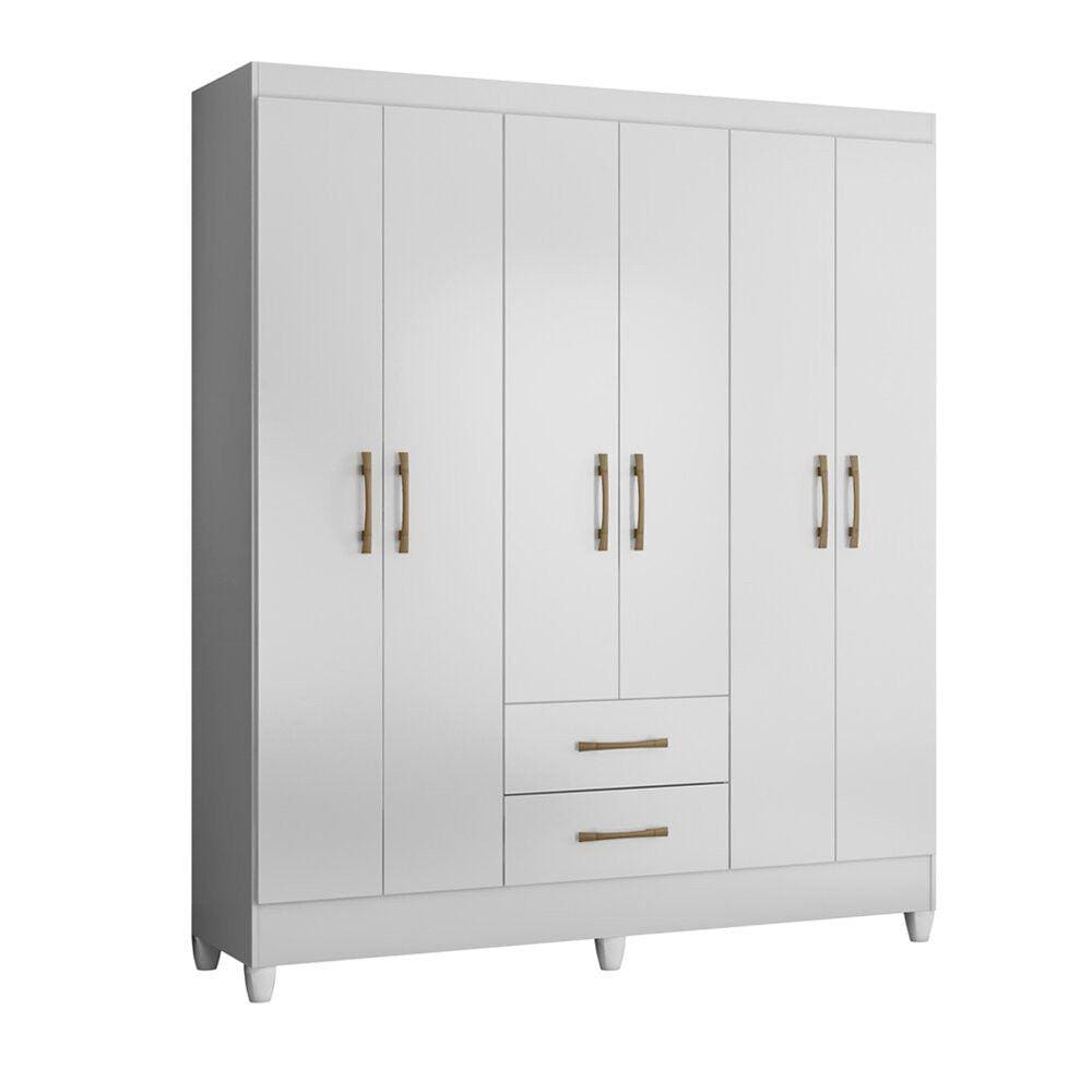 Guarda Roupa Roupeiro Panamá 6 Portas 2 Gavetas Produzido em Material Mdp Moval