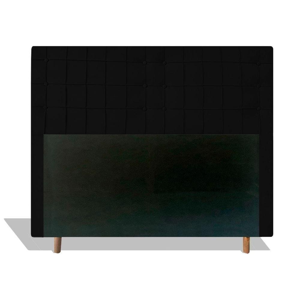 Cabeceira Estofada Paris 90cm Cama Box Solteiro Suede Preto