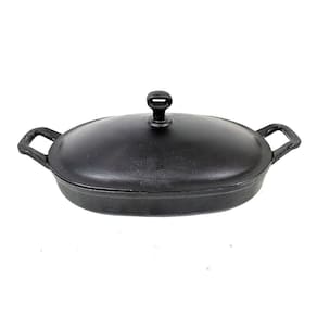 Assadeira De Ferro Lisa Oval Alça Ferro Com Tampa 35X24Cm