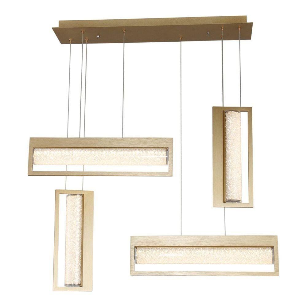 Pendente Cristal/Vidro 71x16cm Glitter Bella Iluminação Dourado/Transparente