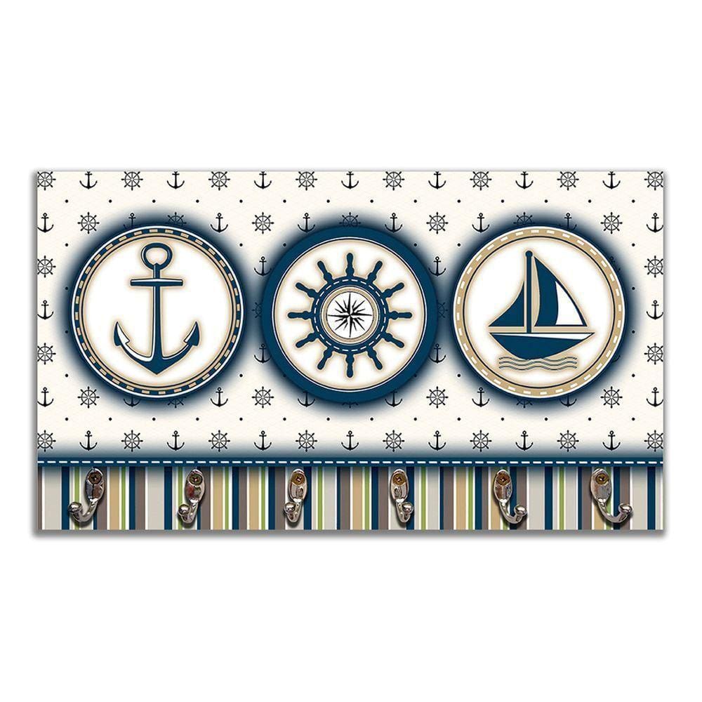 Cabideiro De Parede Porta Chaves Náutica Marinheiro Mar 3