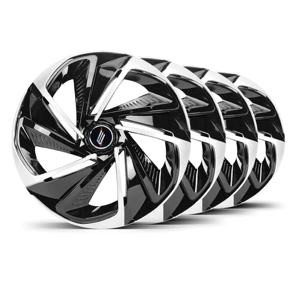 Jogo Calota Nitro Aro 14 Preta / Prata Emblema Preto New Fit