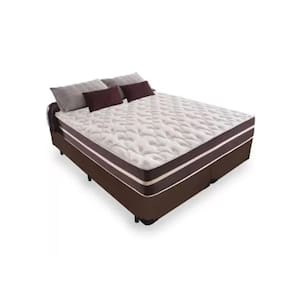 Cama Box Casal Bipartido 138 Tecido Sintético Marrom com Colchão Little Angel - Bello Box - Mola Superlastic 62x138x188