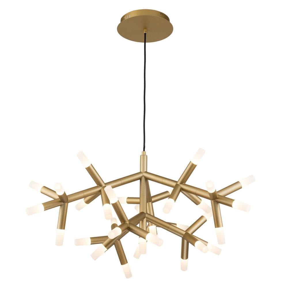 Pendente Metal/Acrílico 34x92cm Manacá Bella Iluminação Dourado/Branco