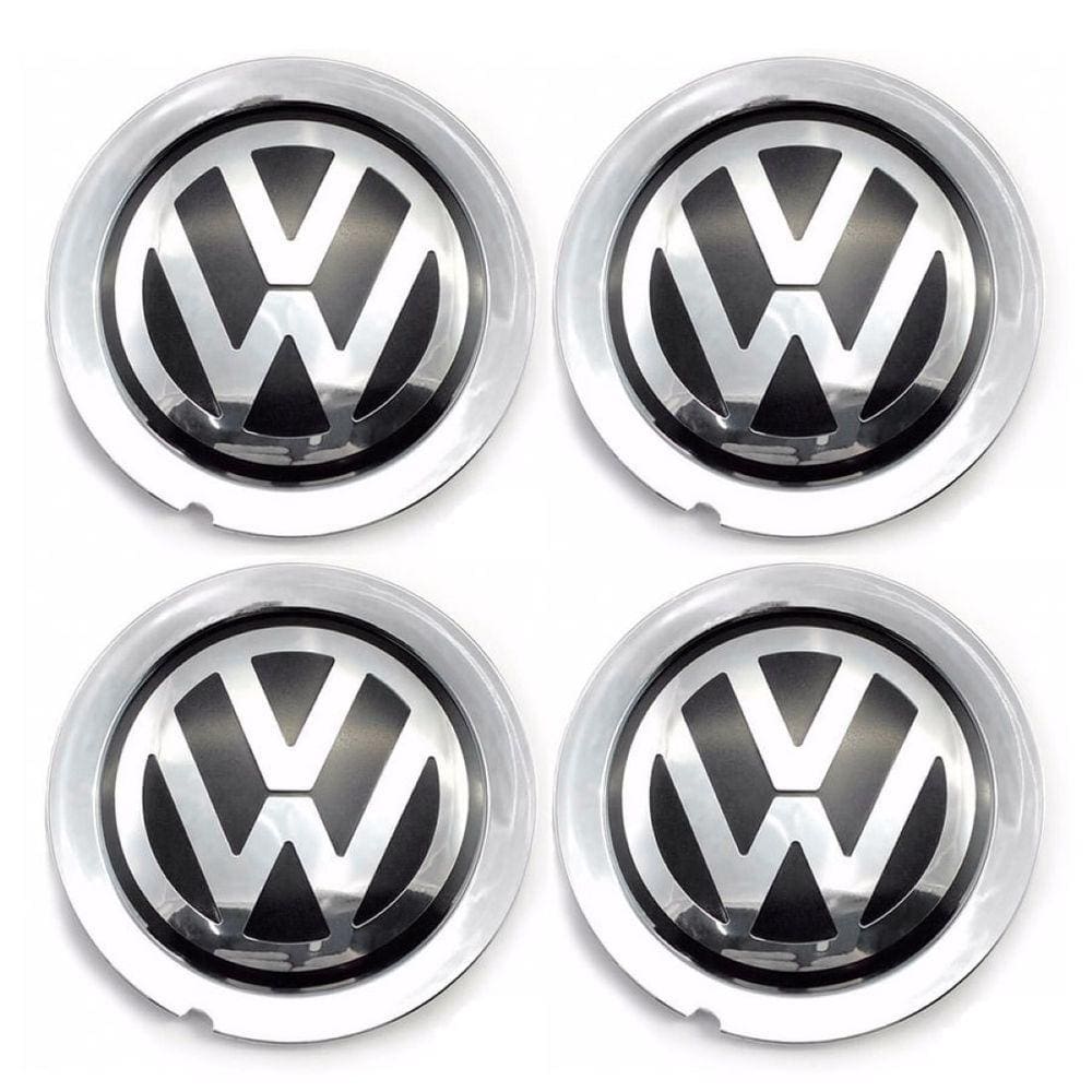 Jogo 4 Calota Centro Roda Scorro S172 S181 Zunky ZK100 Cromo Emblema VW