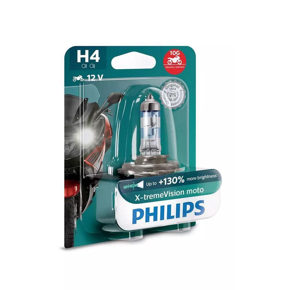 Lâmpada Moto Halógena H4 X-Treme Vision Philips 55W 3400k